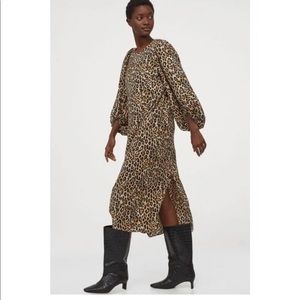 H&M Balloon Sleeve Leopard Dress SZ L
